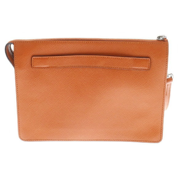 Prada Saffiano Clutch Orange Bag Leather Pouch - Picture 1 of 5
